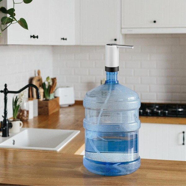 Dispensador Agua Bidon Bomba Eléctrica Automatica Recargable Variante Color Plateado Negro