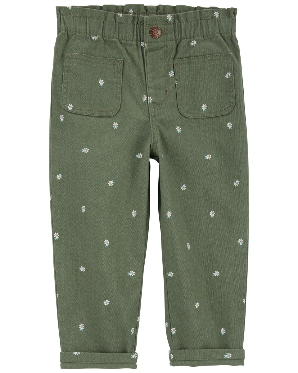 Pantalón de sarga, diseño floral 
