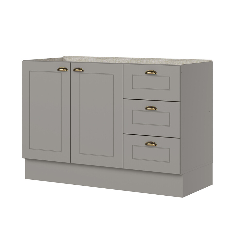 BAJO MESADA ARMARIO 2 PUERTAS 3 CAJONES - LÍNEA AMERICANA GRIS