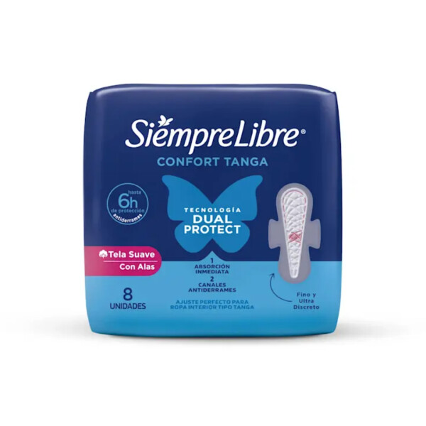 Toallas Femeninas Siempre Libre Tanga con Alas 8 Unidades Toallas Femeninas Siempre Libre Tanga con Alas 8 Unidades