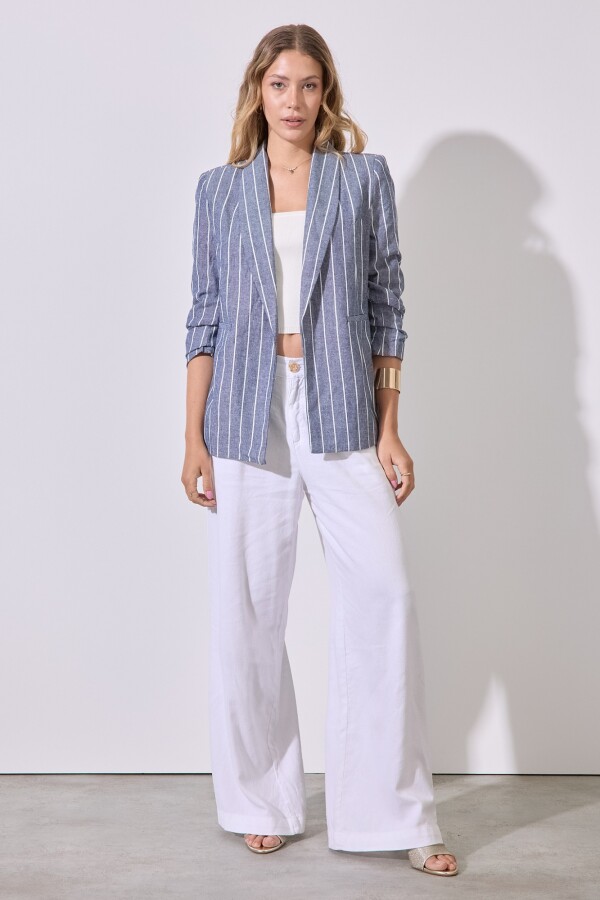 Blazer Lino Lineas AZUL/BLANCO