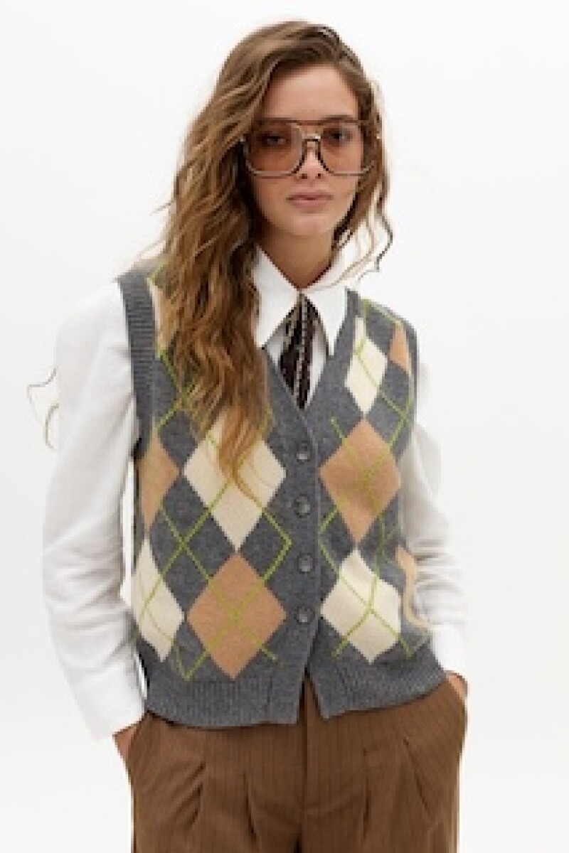 Chaleco Frank en Blend de Lana Grey Diamond - $ 7.500