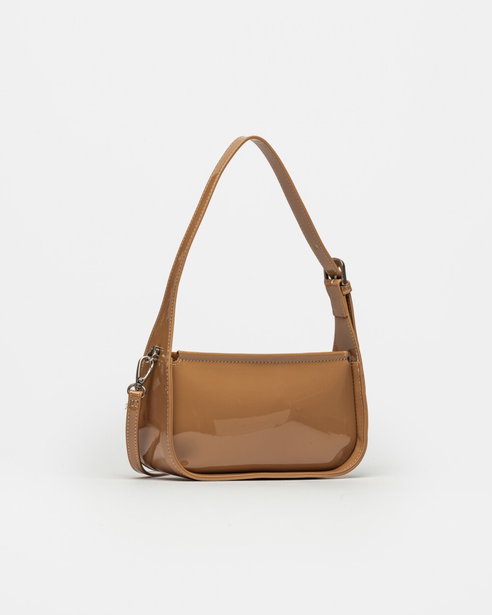 Cartera Al Hombro Leaf en Efecto Cuero Charol Taupe