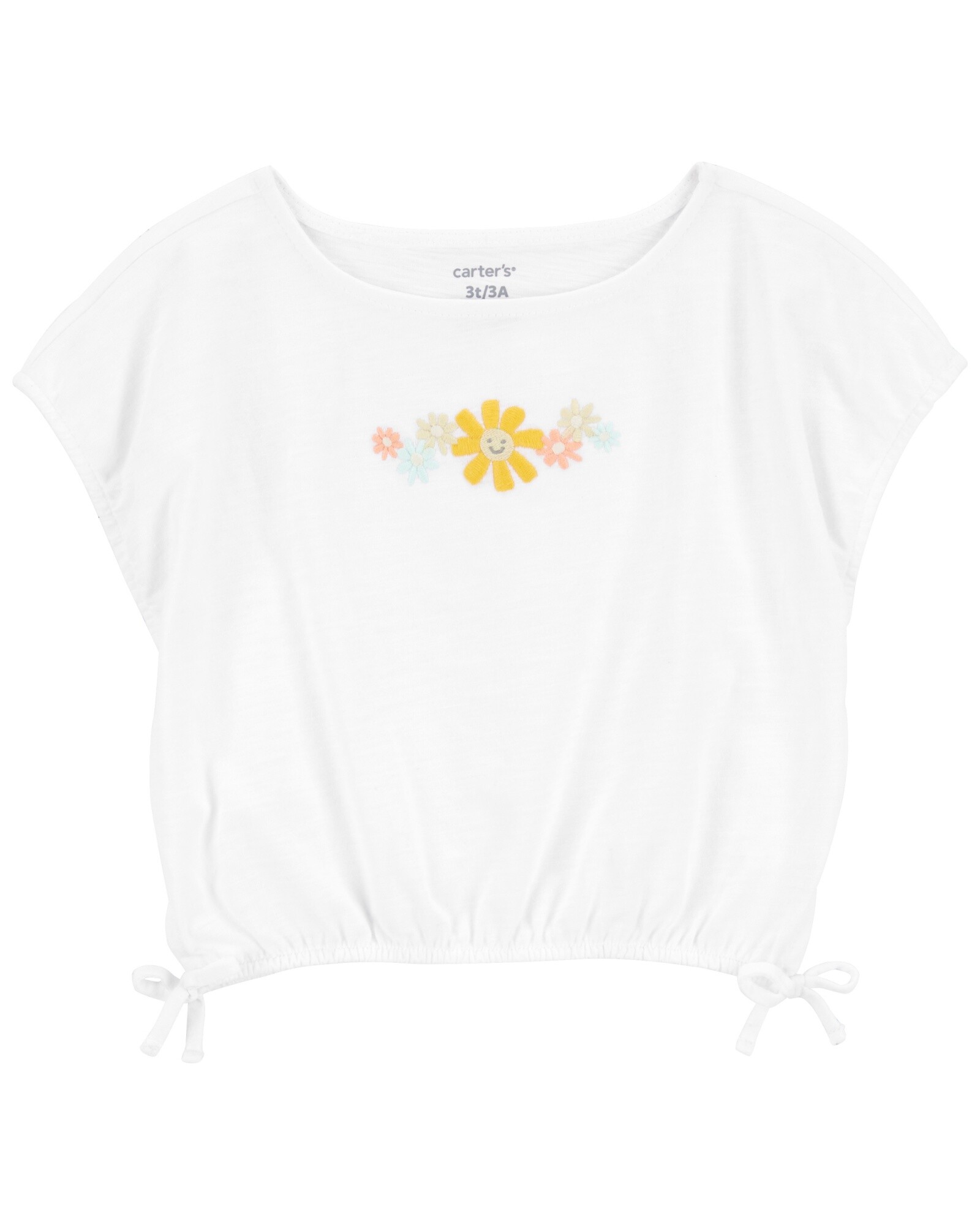 Blusa de algodón, con bordado floral Sin color