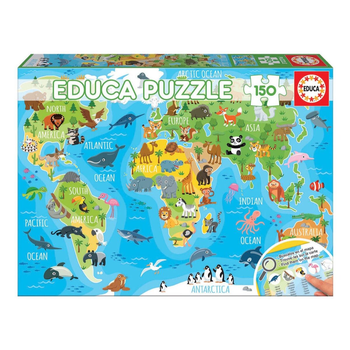 Puzzle 150 Piezas Mapamundi Animales Rompecabezas Educa 