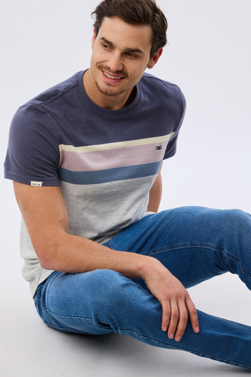 REMERA RAYADA DE ALGODÓN Gris