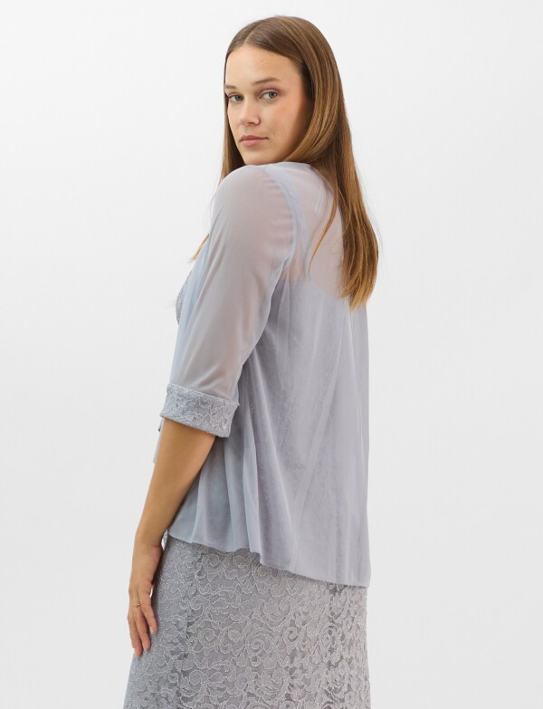 Conjunto Dos Piezas Tul Bordado GRIS