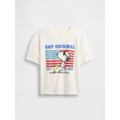 V-3PL SNOOPY LOGO AMERICANA SS RELAXTED TEE NEW OFF WHITE OPT1