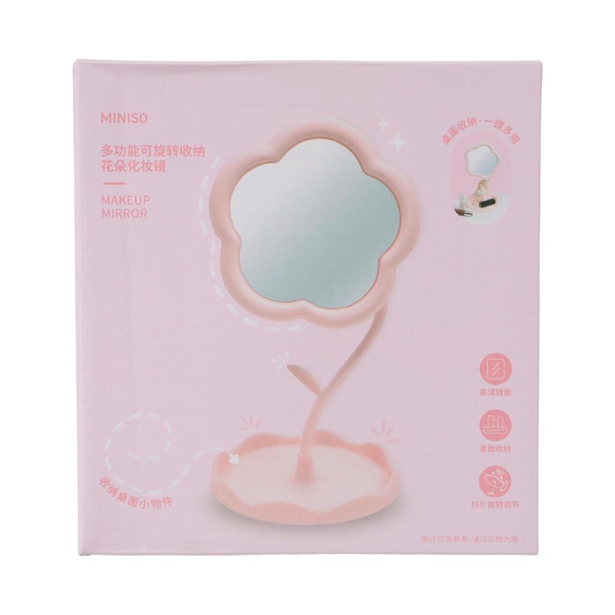 Espejo flor con base - rosa 