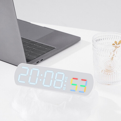 Reloj digital LED de escritorio Blanco