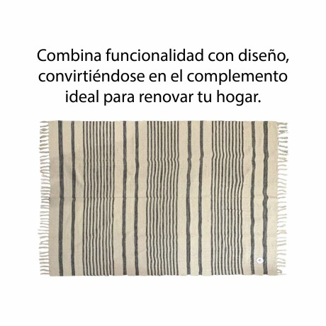 Alfombra Grande Estilo Líneas Moderna Con Flecos Natural