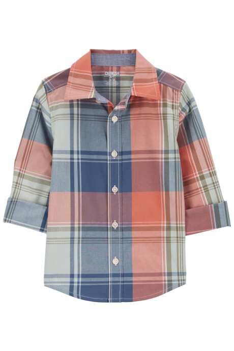 Camisa de popelina, diseño a cuadros Sin color