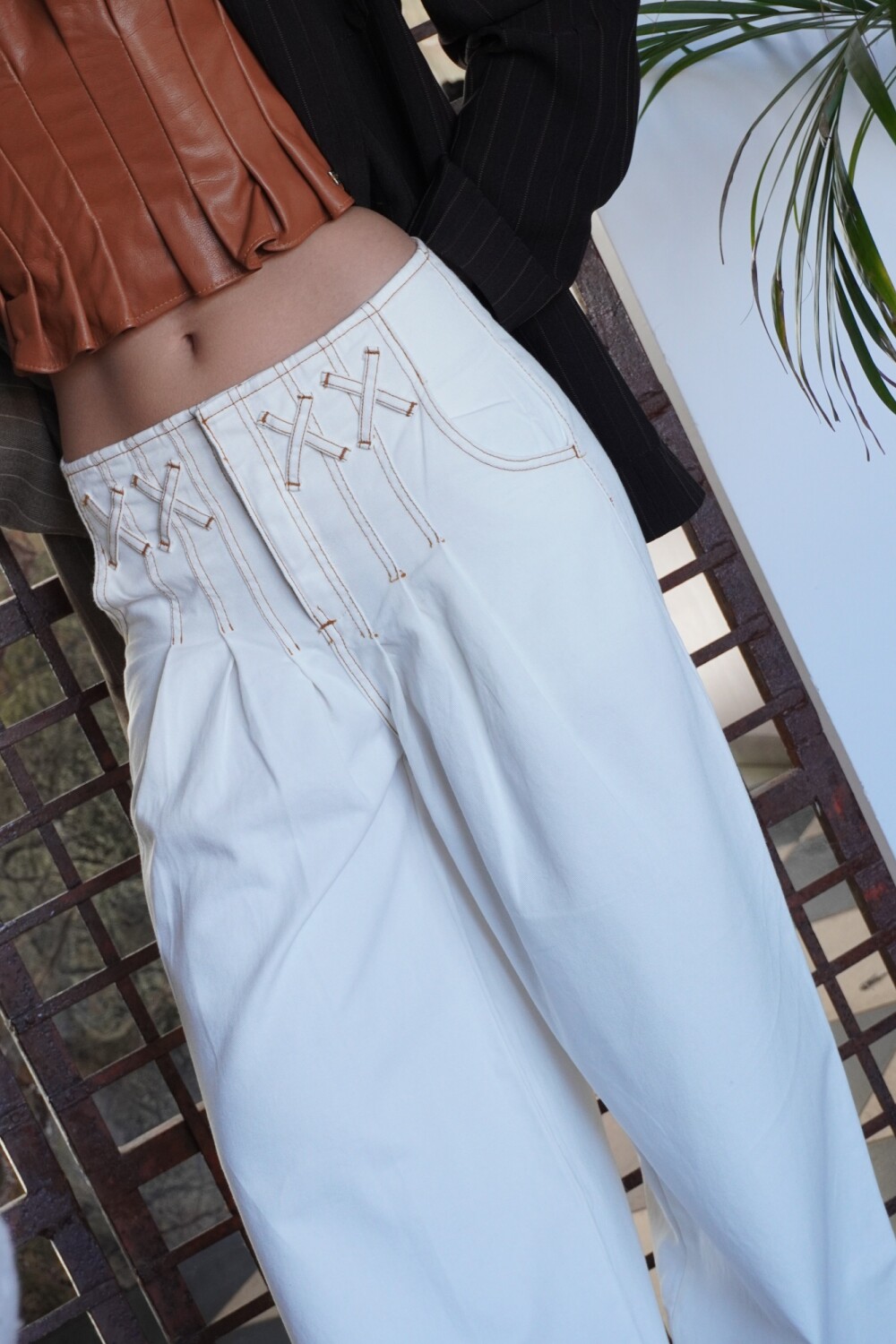 Cross Pants Vaquero Blanco