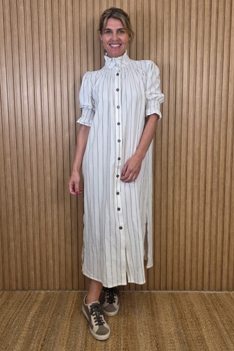 Vestido Maldivas Raya Crudo con Gris