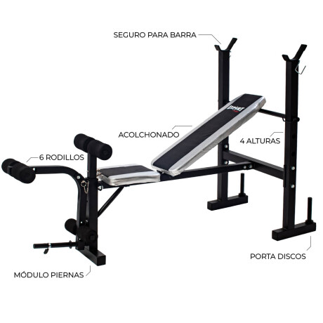 Banco De Pecho Y Piernas Plegable P/ Pesas Garantía Gym004004