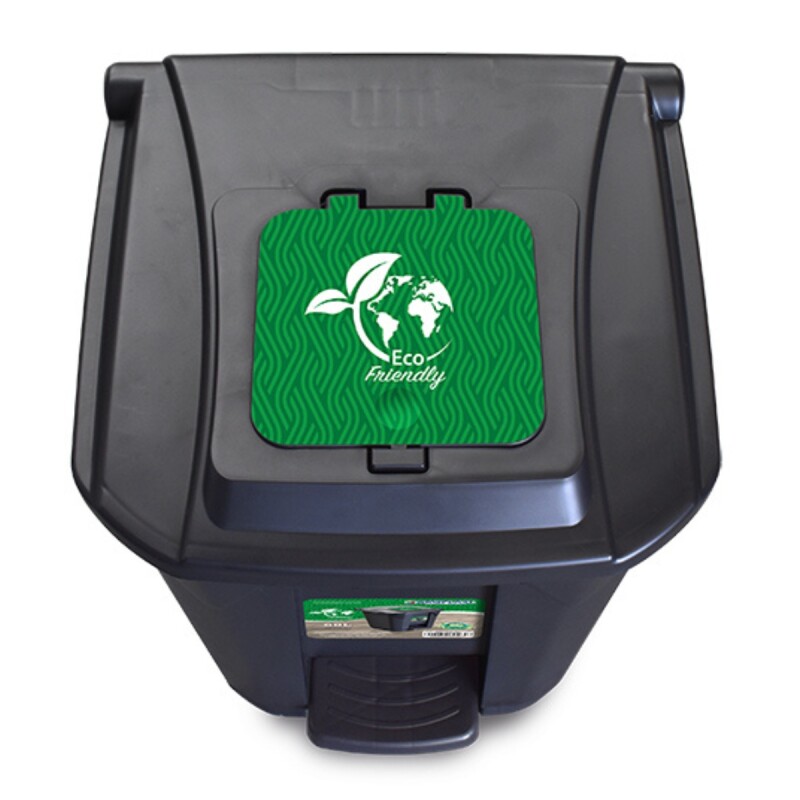 Tarro de residuos con ruedas pedal 60 lts VERDE