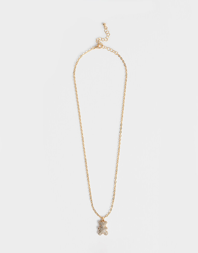 Collares Cortos Animalito Set De Collares Oso Strass - Plateado