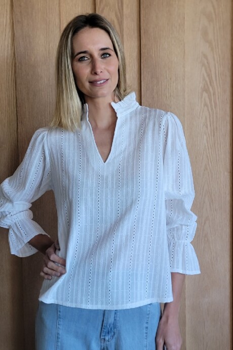 Blusa Copenhague Broderie calado blanco