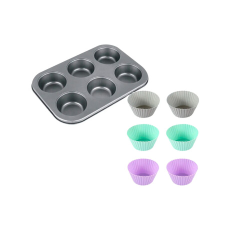 Molde Muffins Pirotines Silicona x6 Reutilizables Negro