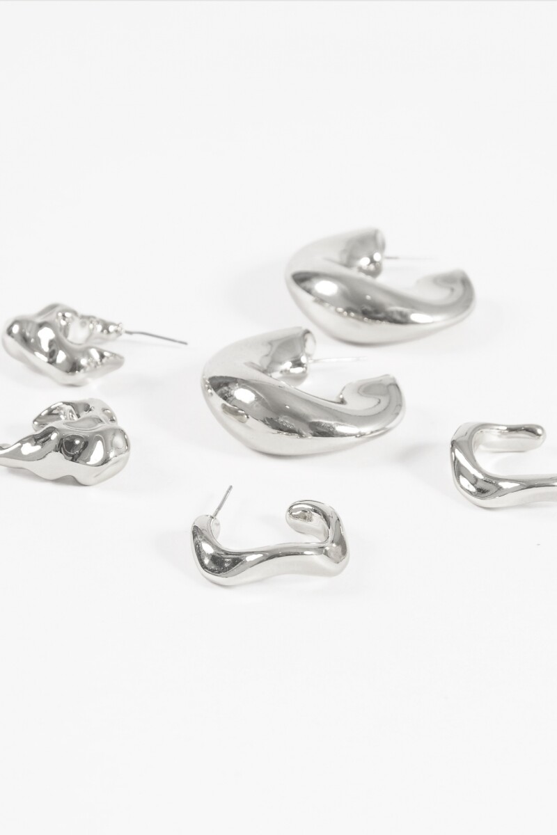 Set de aros irregulares bold plateado