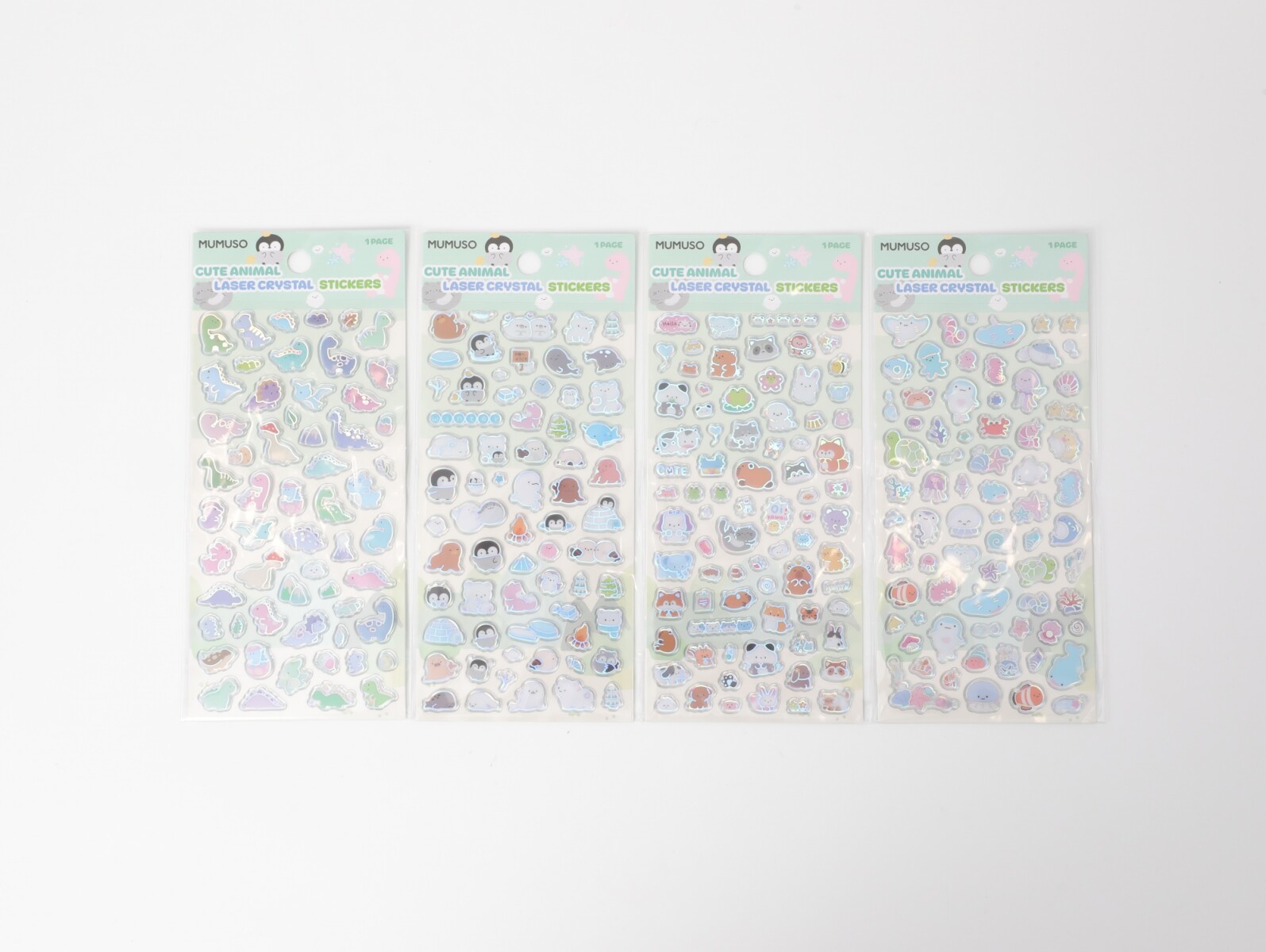 STICKERS LÁSER DE CRISTAL CON ANIMALES CUTE 