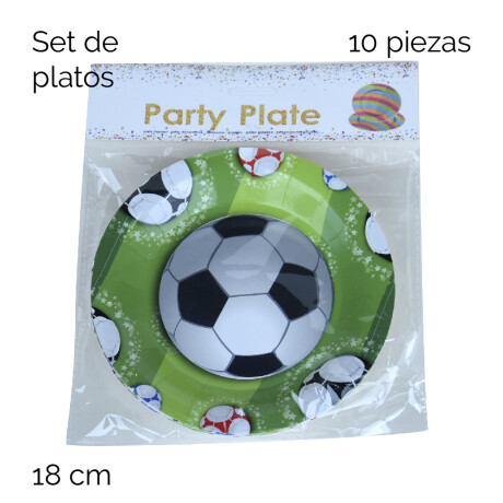 Set De Platos Diseño Futbol 18cm X 10 Unidades Set De Platos Diseño Futbol 18cm X 10 Unidades