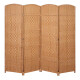 Biombo Separador Ambiente 4 Hojas Madera Moderno Natural Marrón