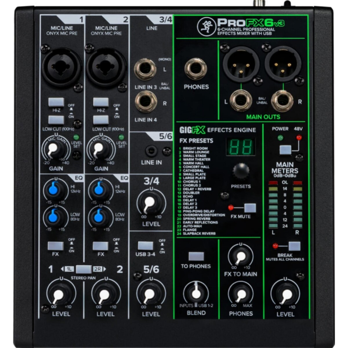 Mackie Pro Fx6 V3 Mixer 6 Canales Usb Efectos 