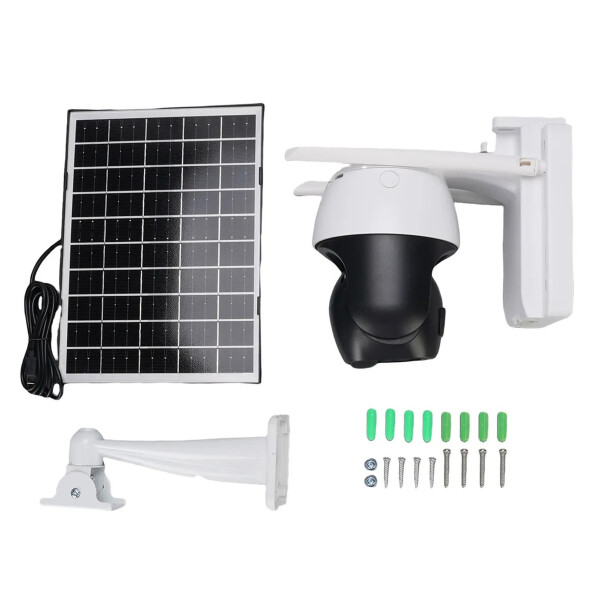 Cámara Seguridad Sola WiFi 4K Exterior Visión Nocturna Color Blanco Negro