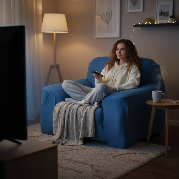 Cubre Sofa Elastico Elastizado Funda 1 Cuerpo Plaza Azul 1