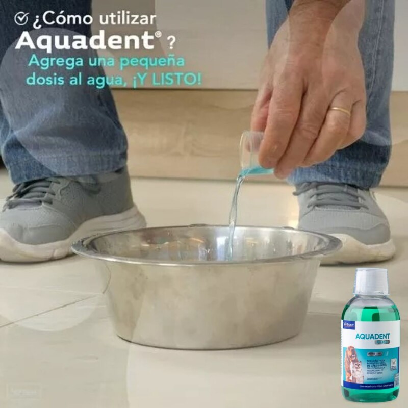 AQUADENT ENJUAGUE BUCAL PARA PERROS Y GATOS VIRBAC 250 ML AQUADENT ENJUAGUE BUCAL PARA PERROS Y GATOS VIRBAC 250 ML