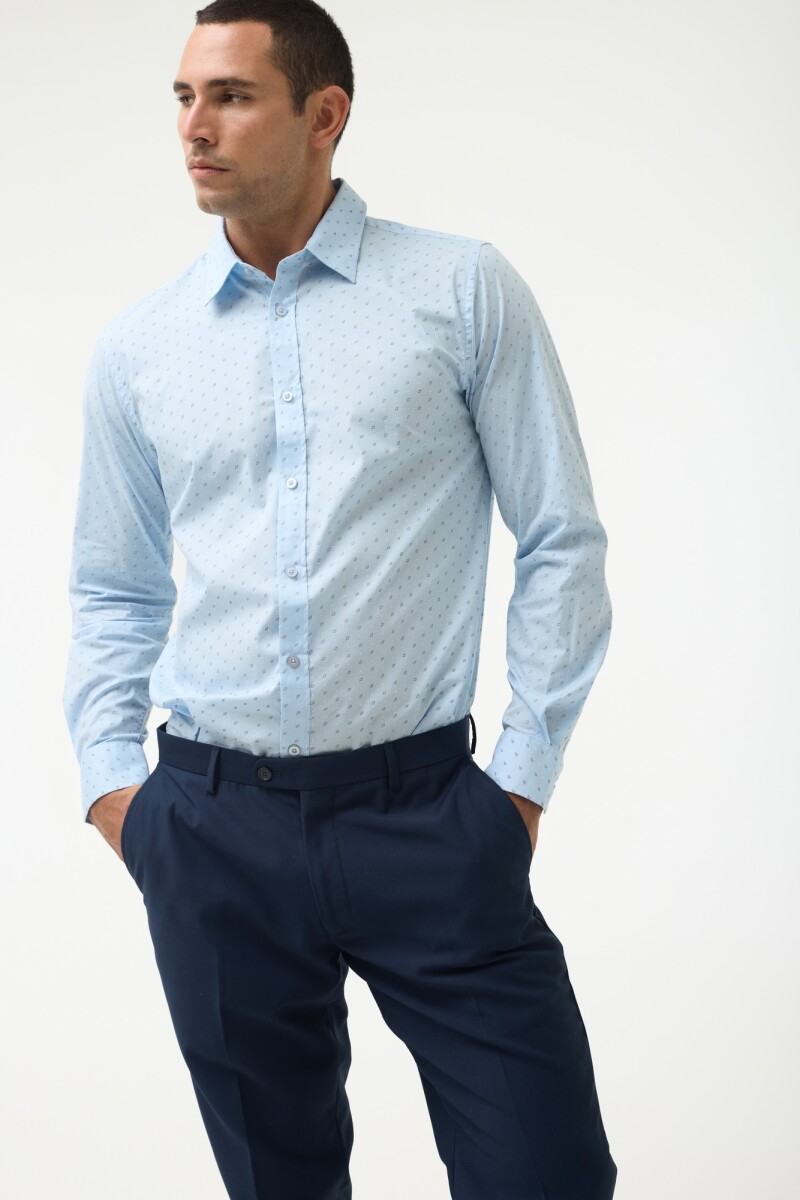 Camisa Algodón con Spandex Fantasía - CELESTE 