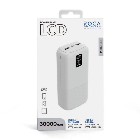 Power Bank ROCA PB30/LCD 30.000mAh Blanco Power Bank ROCA PB30/LCD 30.000mAh Blanco