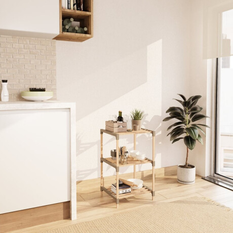 Estantería Organizadora Rack 3 Niveles 78x38x30Cm Madera PP Natural