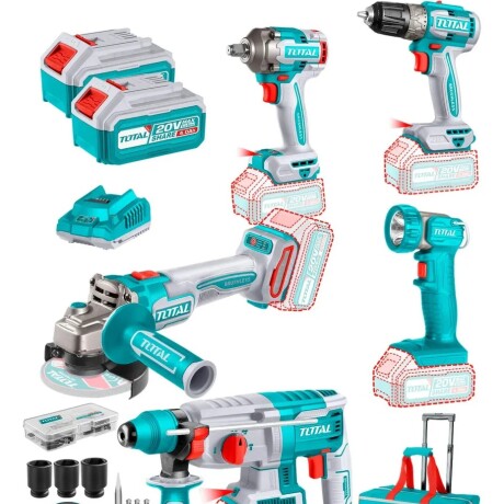 Combo Kit Profesional Total 20V 4 Herramientas con 2 Baterías 4.0Ah y Cargador Rápido Combo Kit Profesional Total 20V 4 Herramientas con 2 Baterías 4.0Ah y Cargador Rápido