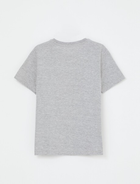 CAMISETA DE NIÑO MANGA CORTA ESTAMPADA GRIS