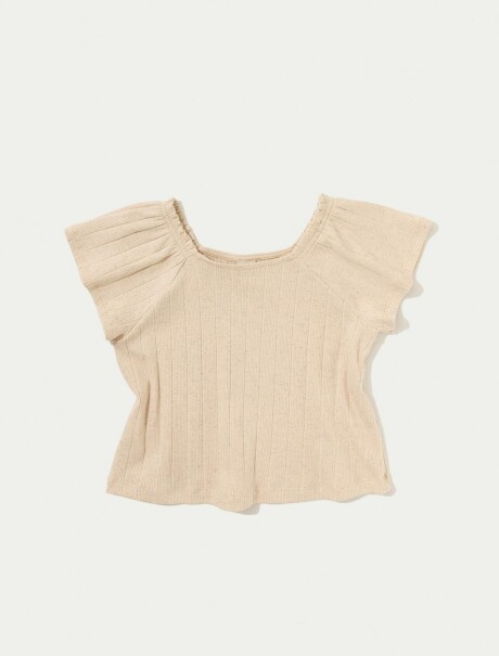 BLUSA DE LINO ACANALADA BEIGE