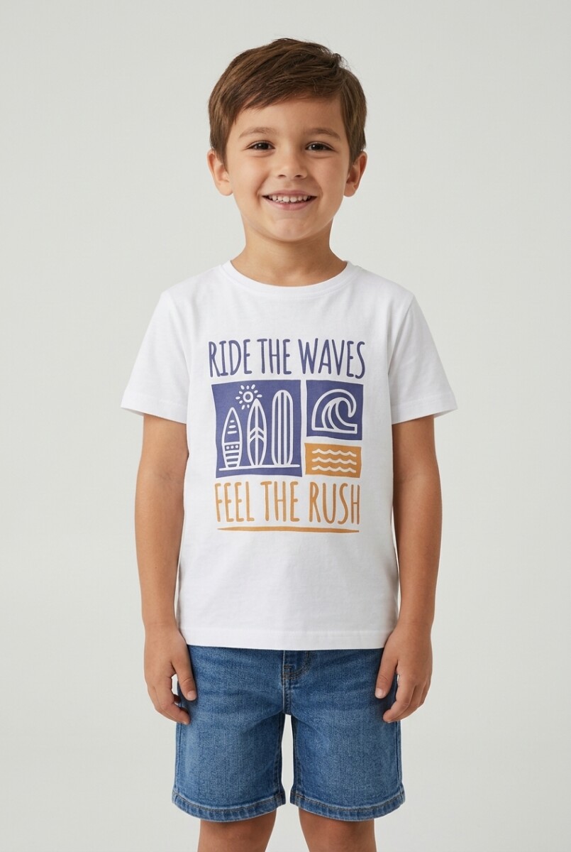 Remera m/c estampada Ride the Waves - Blanco 