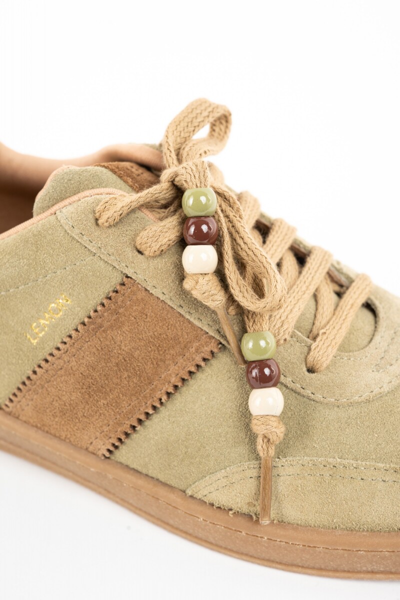 Zapatilla Gamuza Combinada Pistacho