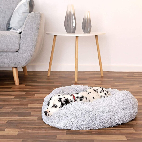 Cama Para Gato Cucha Puff Peluda Cómoda 50 Cm Mascota Variante Color Gris Claro