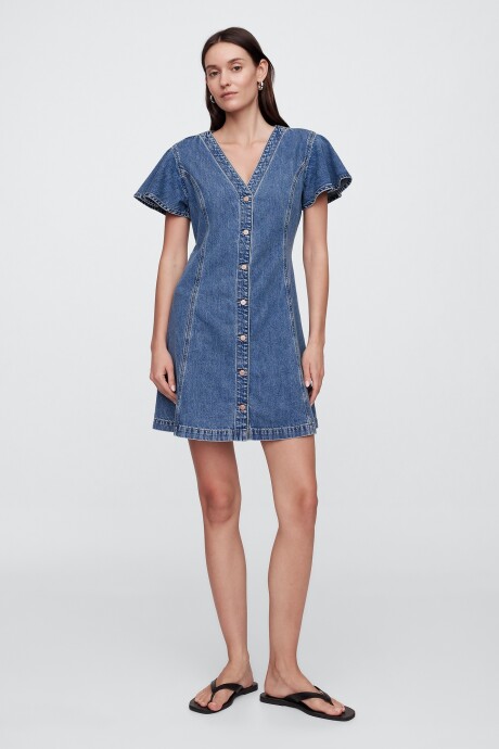 Vestido Con Botones Mujer Medium Indigo 15