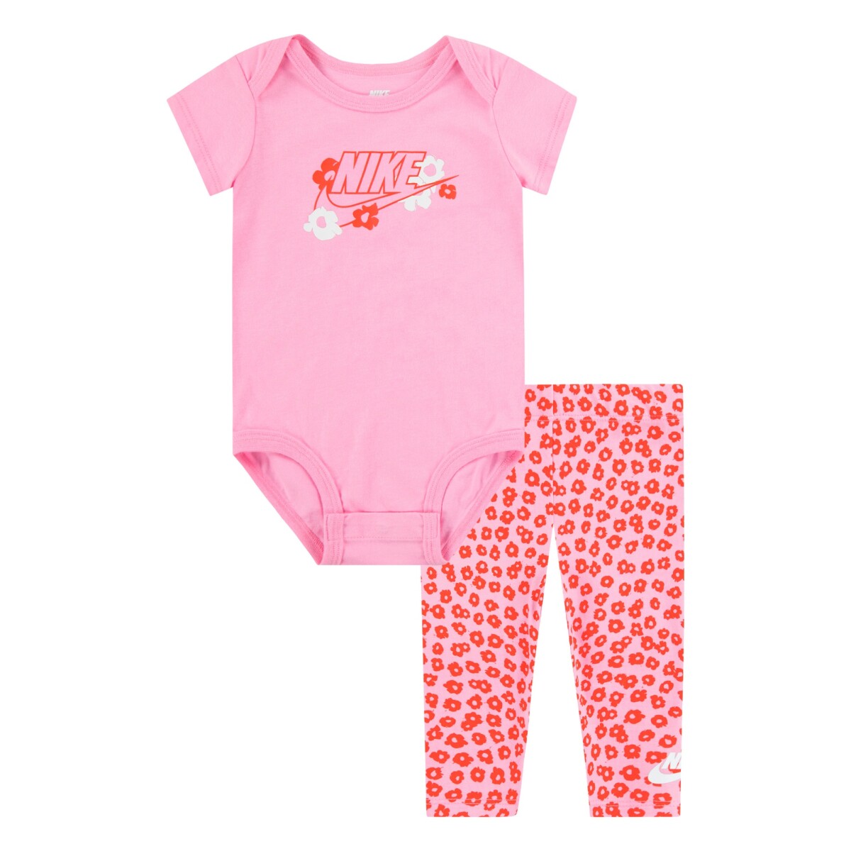 Conjunto Nike Floral Bodysuit Legging de Niños - Rosado 