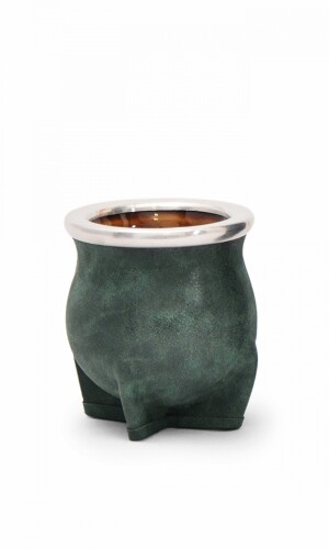 MATE DE CERÁMICA CHICO DELTA ENGRASADO VERDE PETRÓLEO