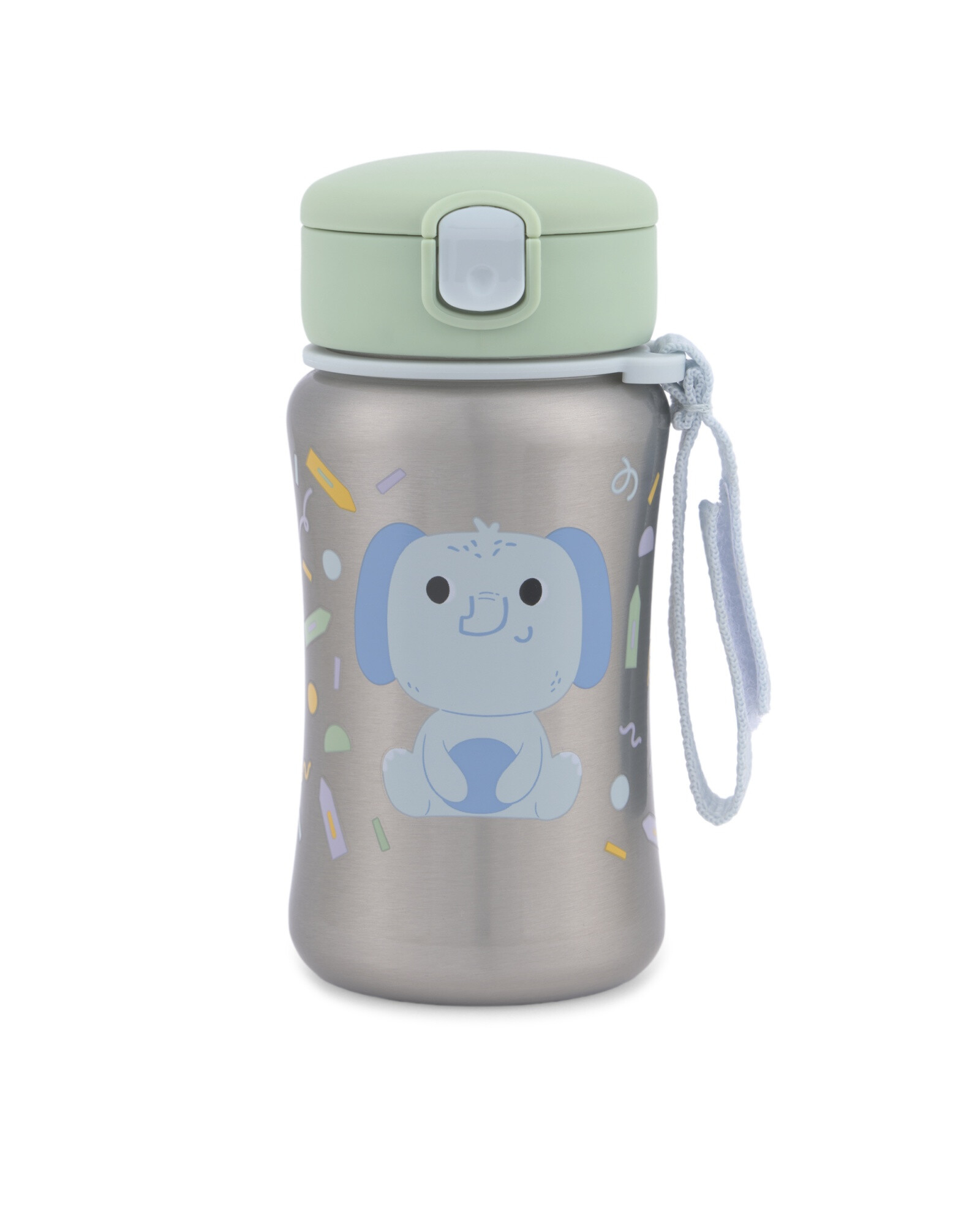 Botella de acero inoxidable con sorbito, diseño elefante Botella de acero inoxidable con sorbito, diseño elefante