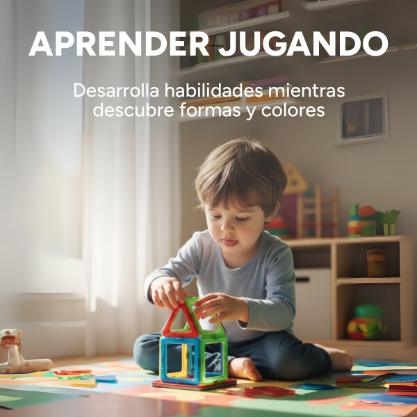 Juego De Construcción Bloques Magnéticos Infantil 42 Piezas Diseño De Colores