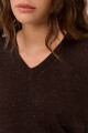SWEATER V BOUTONE MARRON