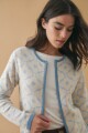 Chaqueta tejida floral beige
