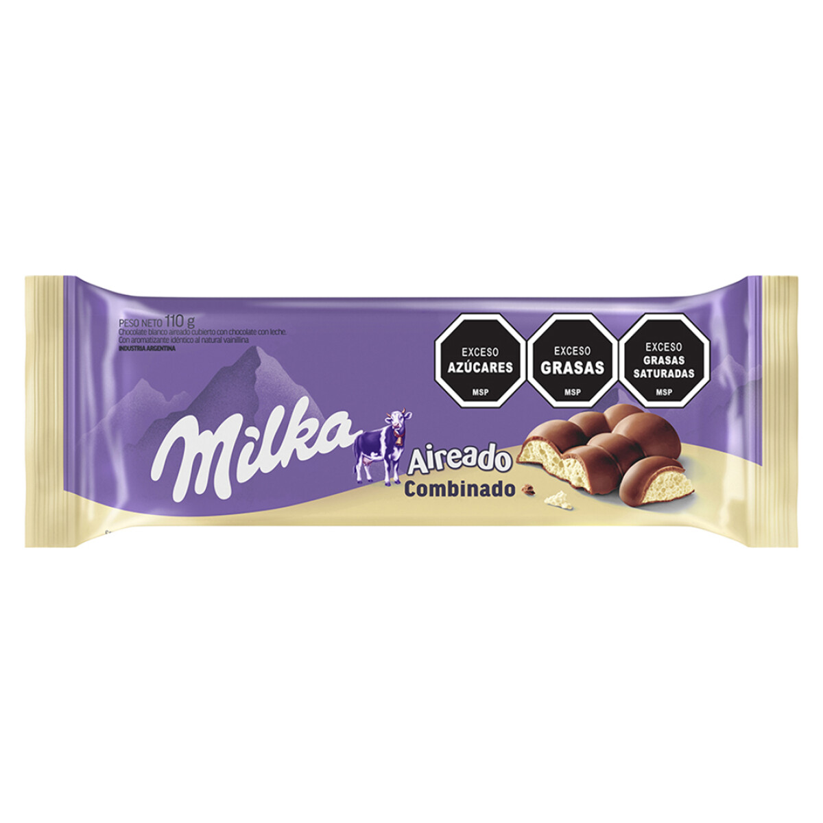 Tableta de Chocolate Milka Aireado Combinado 110G 