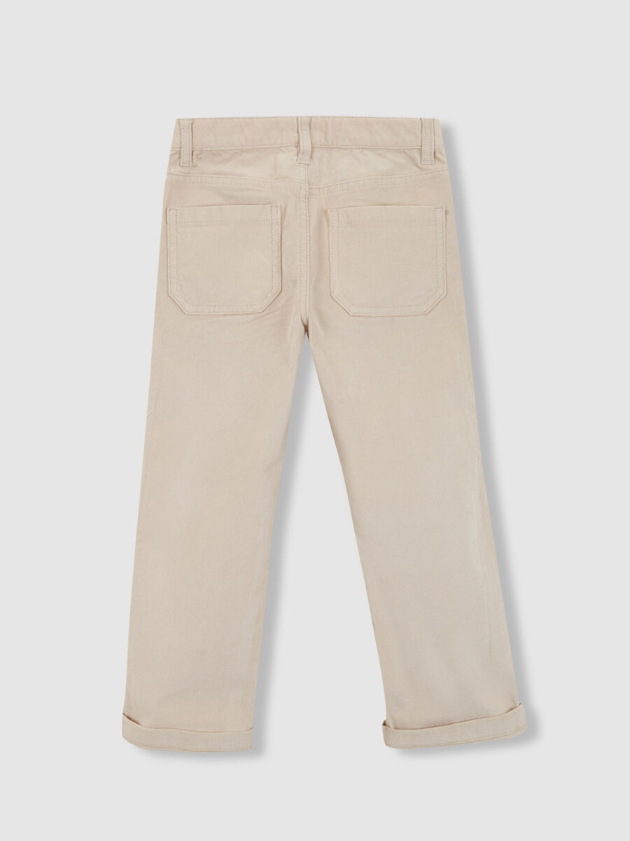 Pantalon De Sarga Con Bolsillos Delanteros Y Espalda Piedra