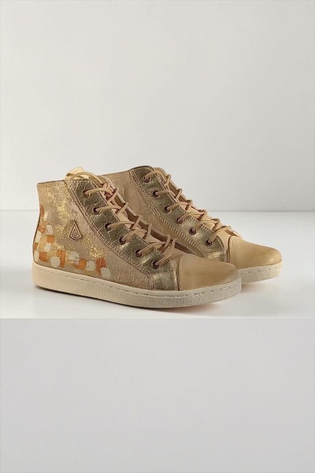 Bota Daria Natual Con Jaspeado Dorado Claro Y Arte Bota Daria Natual Con Jaspeado Dorado Claro Y Arte